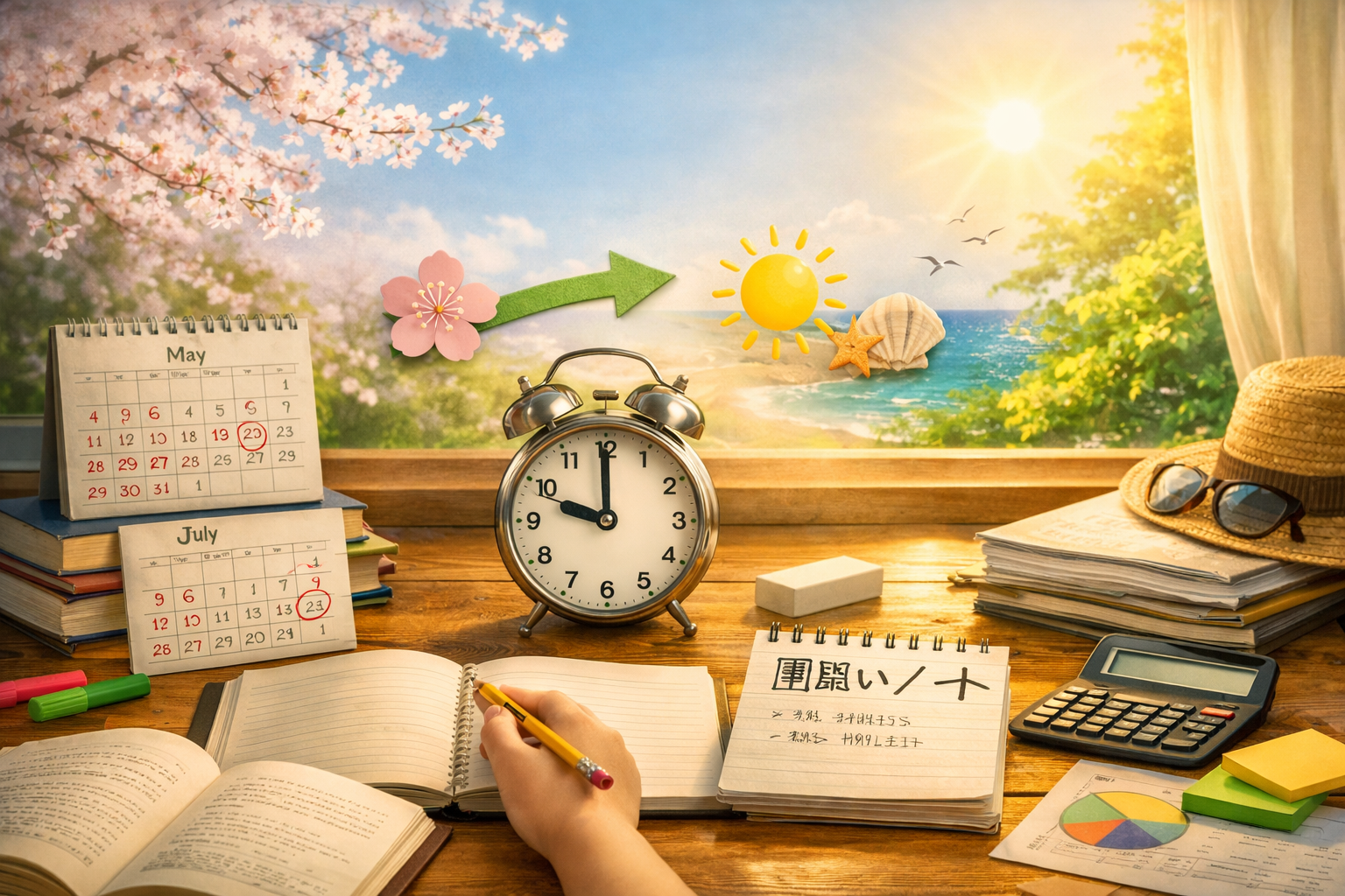GW明けから夏休みまでの勉強スケジュールをまとめたイメージ画像