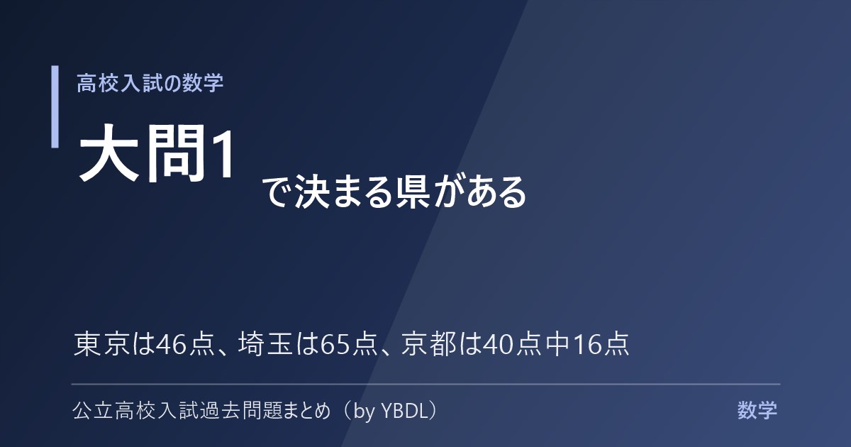 高校入試の数学 大問1で決まる県がある 東京は46点 埼玉は65点 京都は40点中16点