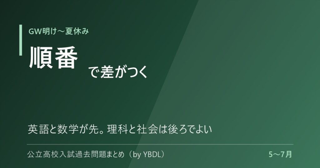 GW明けから夏休み 順番で差がつく 英語と数学が先 理科と社会は後ろでよい