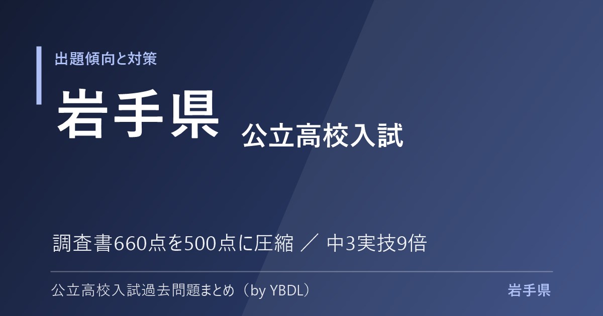岩手県 公立高校入試 出題傾向と対策 調査書660点を500点に圧縮 中3実技9倍